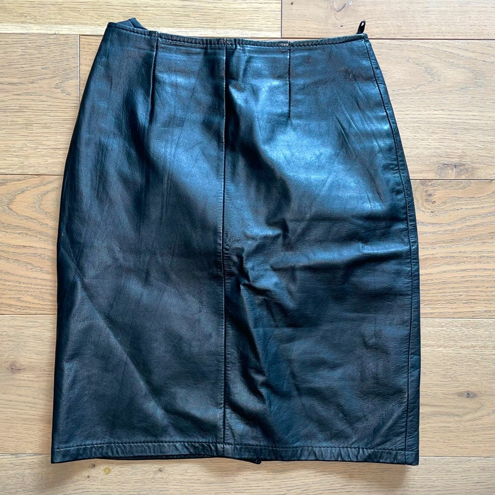 Vintage black leather skirt